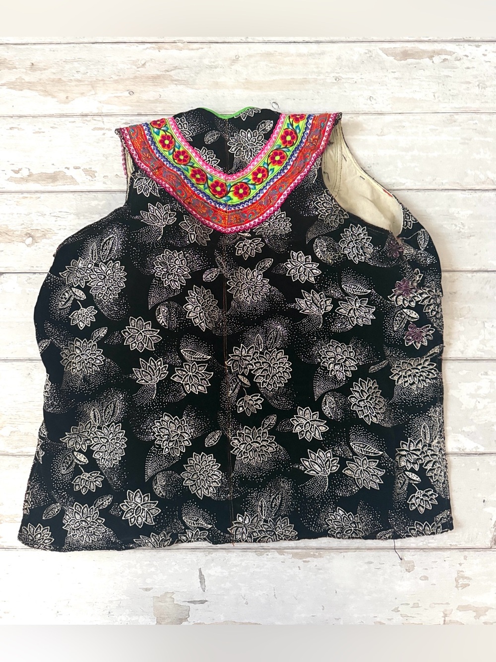 Beautiful Hand Embrodiered Colorful Vest Top Needs Mending Selling As Is